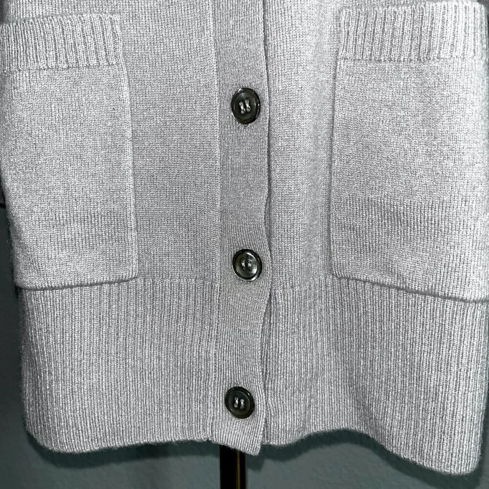 PURE COLLECTION 100% Cashmere Dusty Lavender Long Line Button Classic Cardigan 4